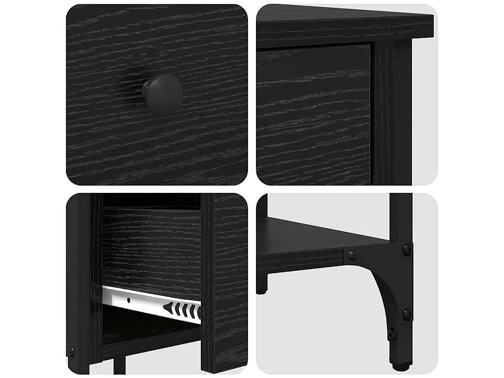 Mesita de Noche con cajón Roble negro 34 x 36 x 70 cm