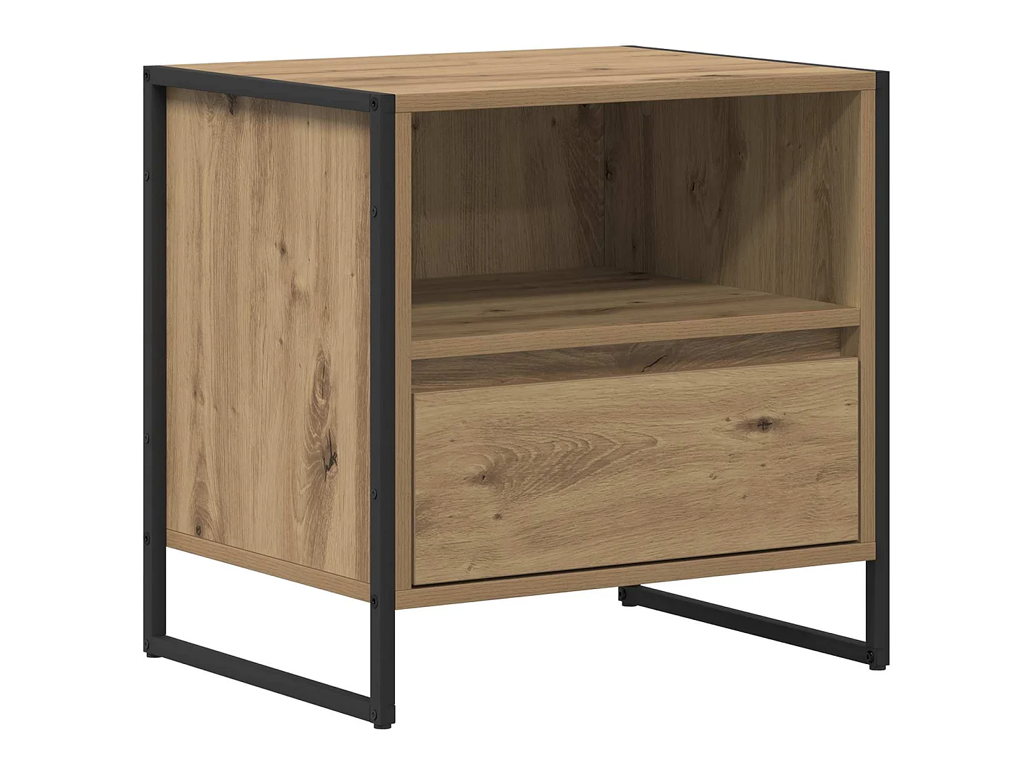 Mesa de Noche con cajón 2 piezas Roble Artesanal 50 x 39,5 x 50 cm