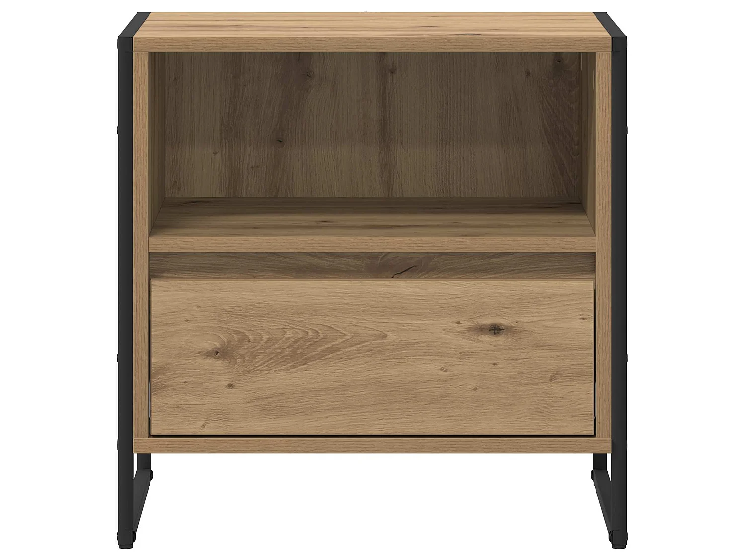 Mesa de Noche con cajón 2 piezas Roble Artesanal 50 x 39,5 x 50 cm