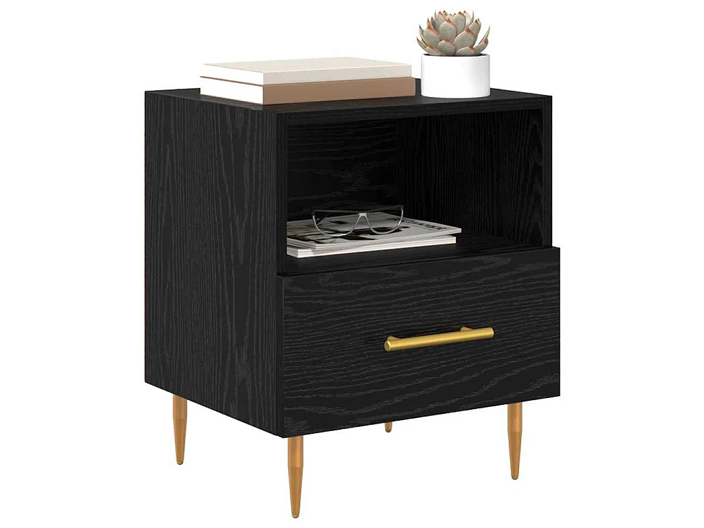Mesa de Noche Negro 40 x 35 x 47.5 cm Madera contrachapada