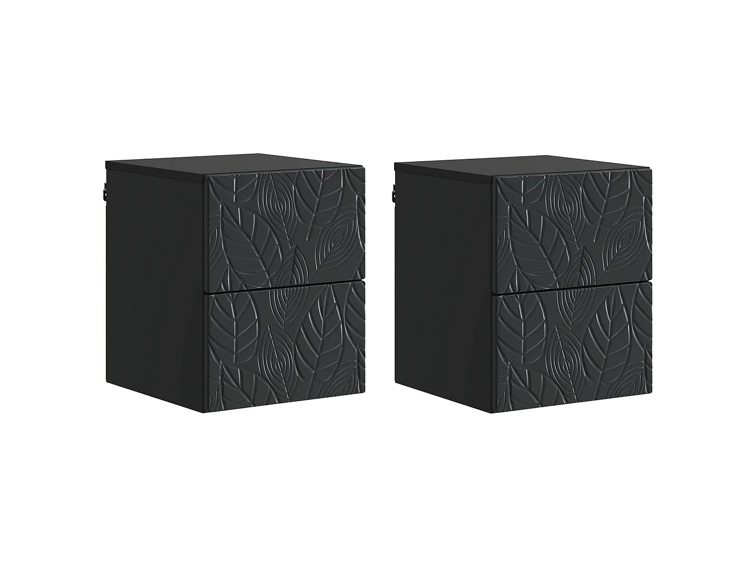 Table de chevet mural 2 pièces Noir 34,5 x 33 x 40 cm
