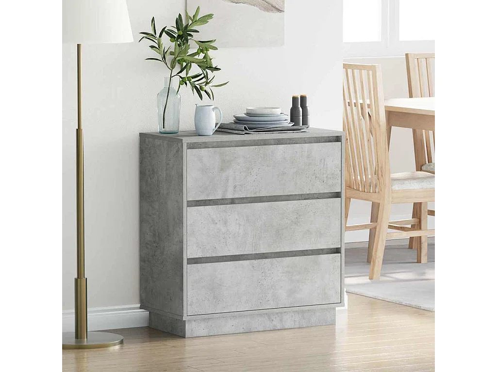 Armario de Noche con cajón con Gris Concreto 71 x 34.5 x 75 cm