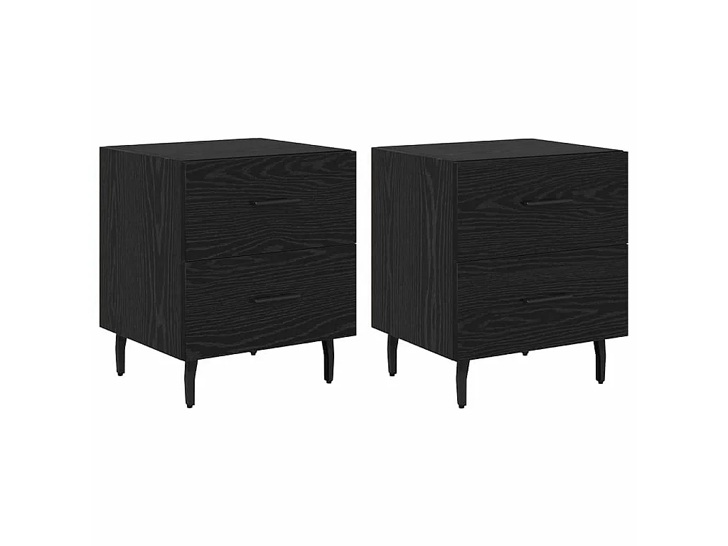 Armario de Noche con cajón 2 piezas Roble negro 40 x 35 x 47.5 cm