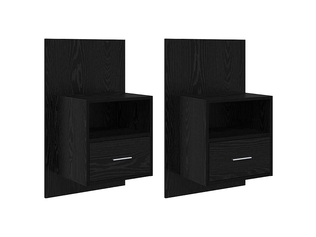 Mueble de cama con cajón 2 piezas Roble negro 48.5 x 32.5 x 80 cm
