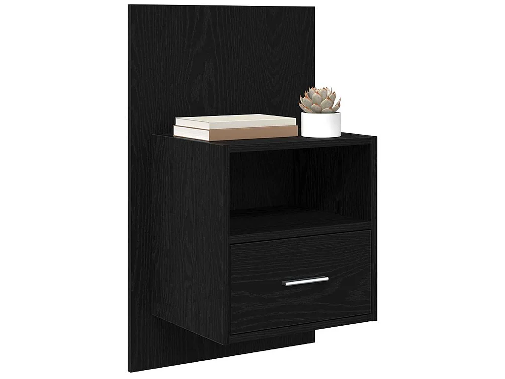 Mueble de cama con cajón 2 piezas Roble negro 48.5 x 32.5 x 80 cm