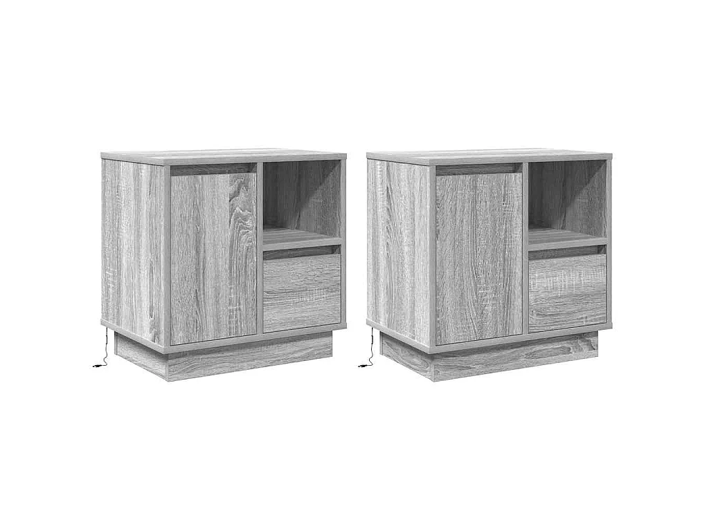 Armario de Noche con cajón con 2 piezas Gris 50 x 34.5 x 50 cm.