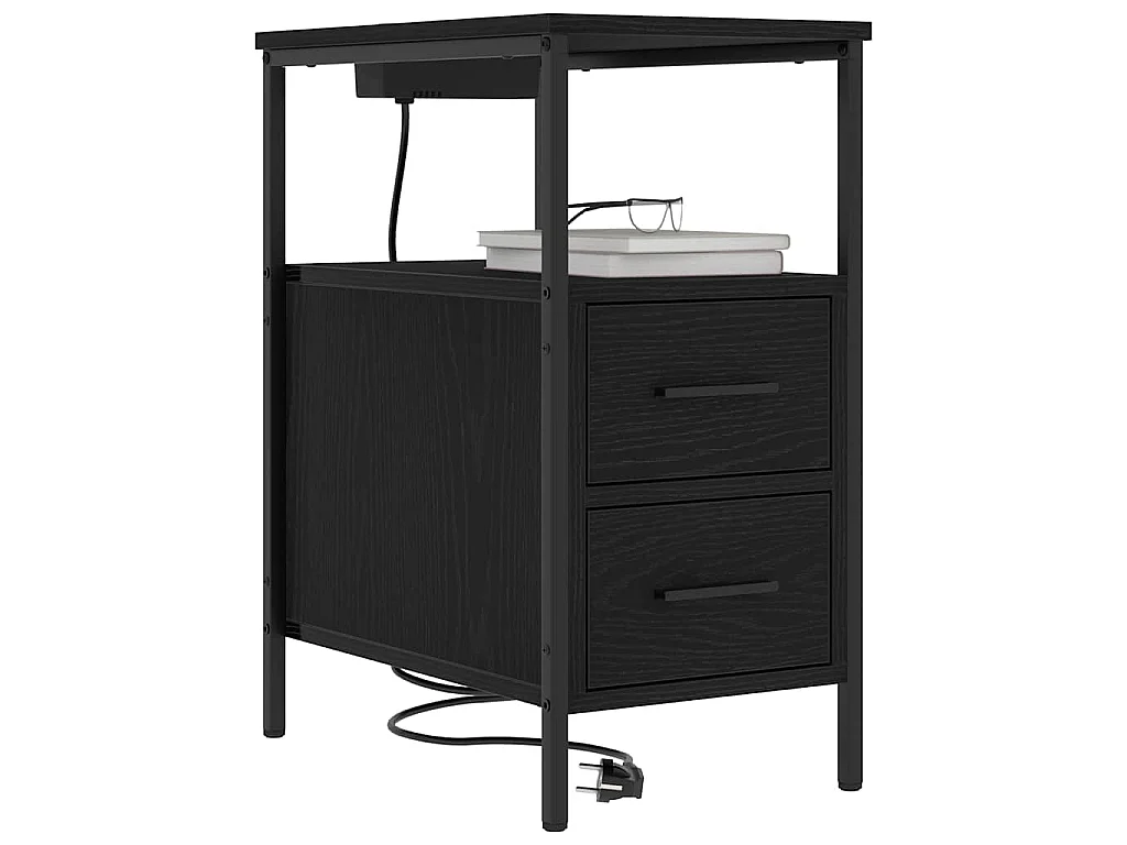 Mesa de Noche Roble negro 30 x 48 x 61 cm Madera contrachapada