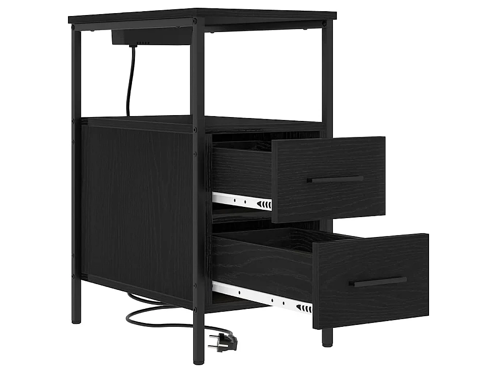 Mesa de Noche Roble negro 30 x 48 x 61 cm Madera contrachapada