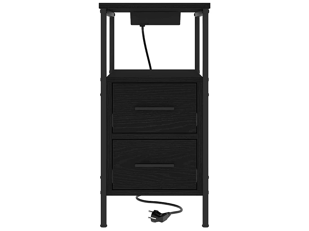 Mesa de Noche Roble negro 30 x 48 x 61 cm Madera contrachapada