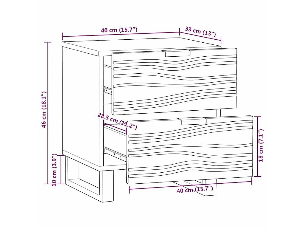 Armario de Noche Marrón 40 x 33 x 46 cm madera maciza de mango