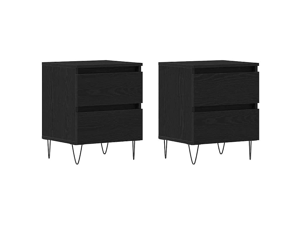 Armario de Noche con cajón 2 piezas Roble negro 40 x 35 x 50 cm