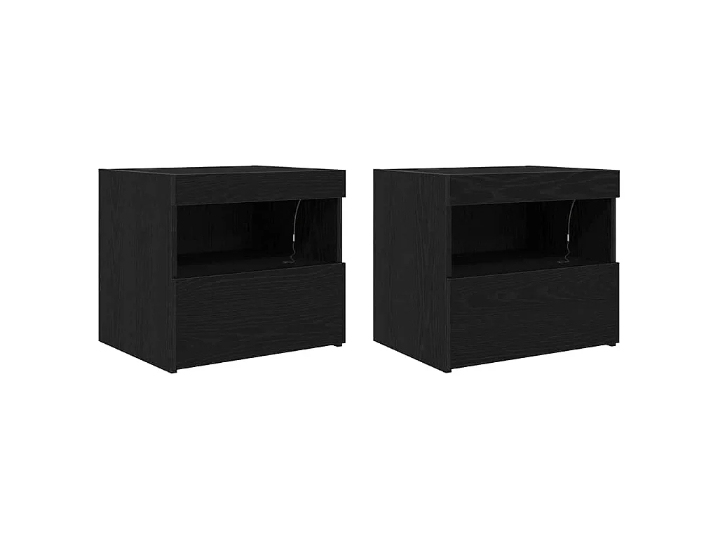 Cabinet de Noche con cajón 2 piezas Roble negro 50 x 40 x 45 cm