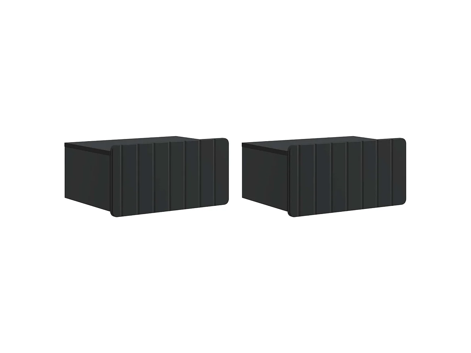 Table de chevet mural 2 pièces Noir 49 x 34,5 x 24 cm