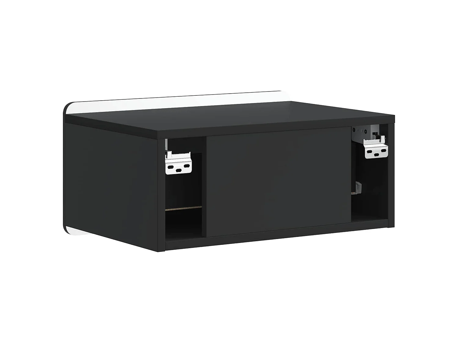 Table de chevet mural 2 pièces Noir 49 x 34,5 x 24 cm