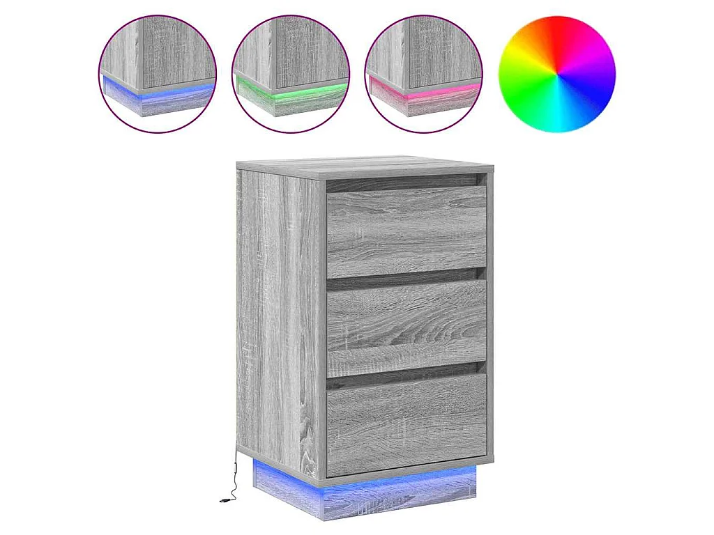 Armario de Noche Gris 39 x 34.5 x 65 cm Madera contrachapada