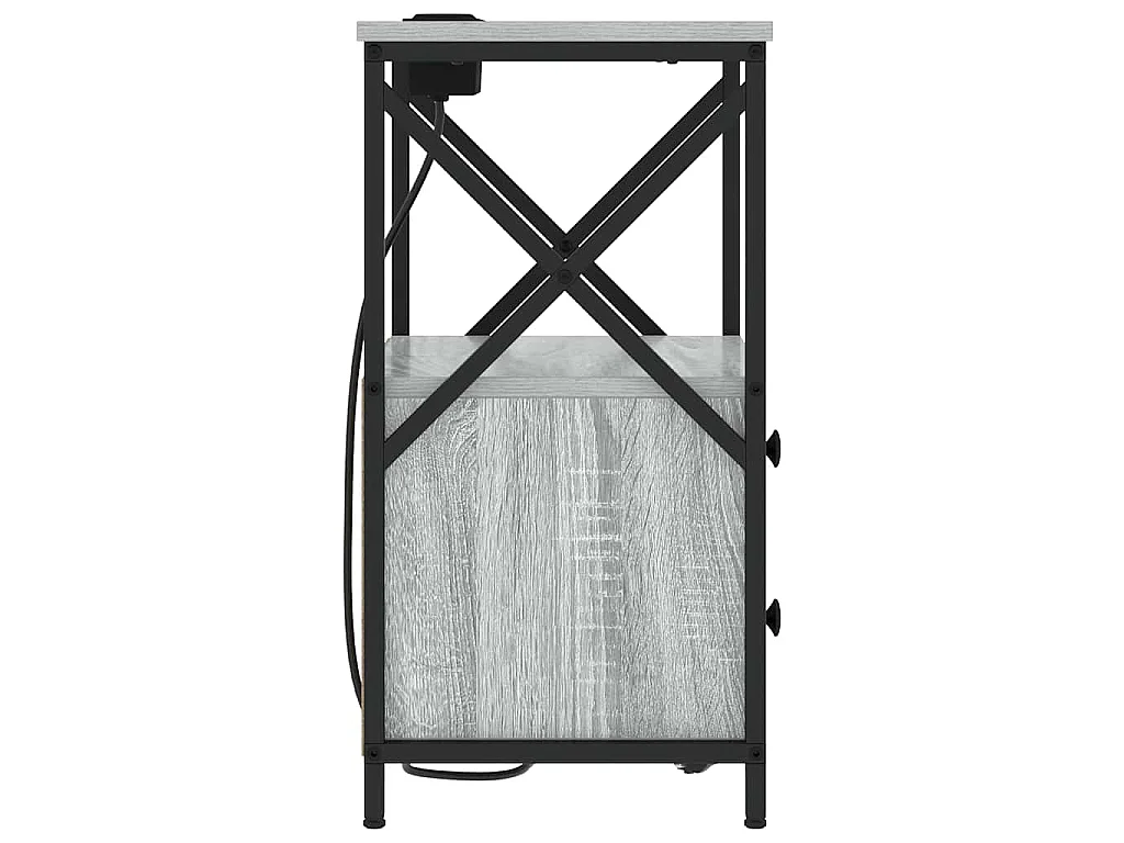 Cabinete de Noche con Estación de Carga con cajón Gris sonoma