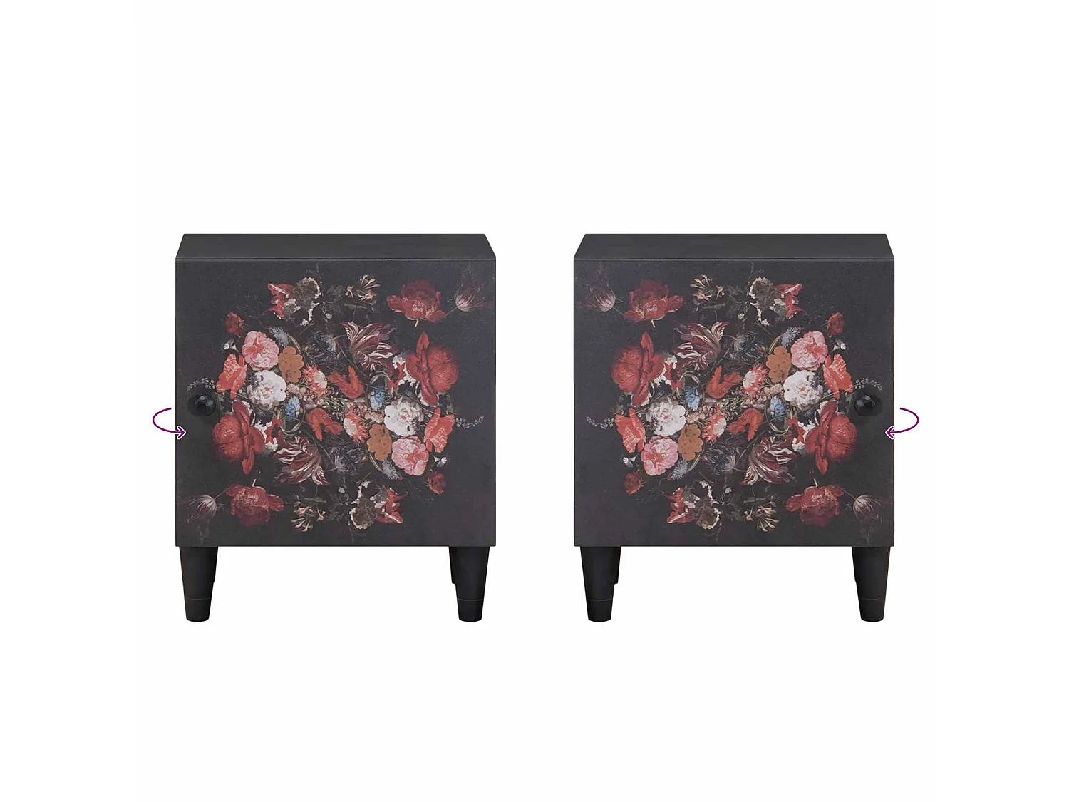 Cabinet de noche con puerta Negro 40 x 33 x 46 cm