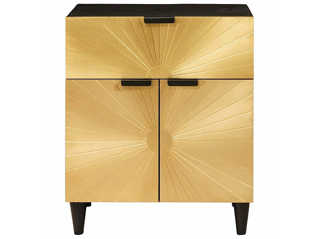Mesa de Noche con cajón Negro y dorado 50 x 33 x 60 cm