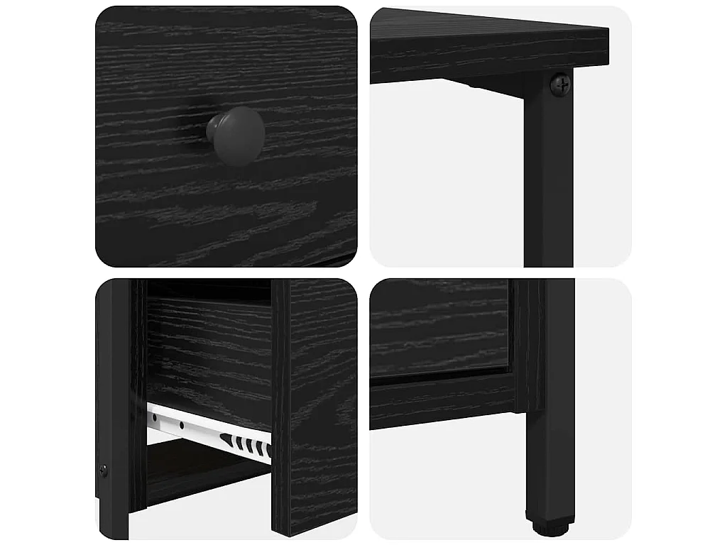 Armario de Noche con cajón 2 piezas Roble negro 30 x 60 x 60 cm