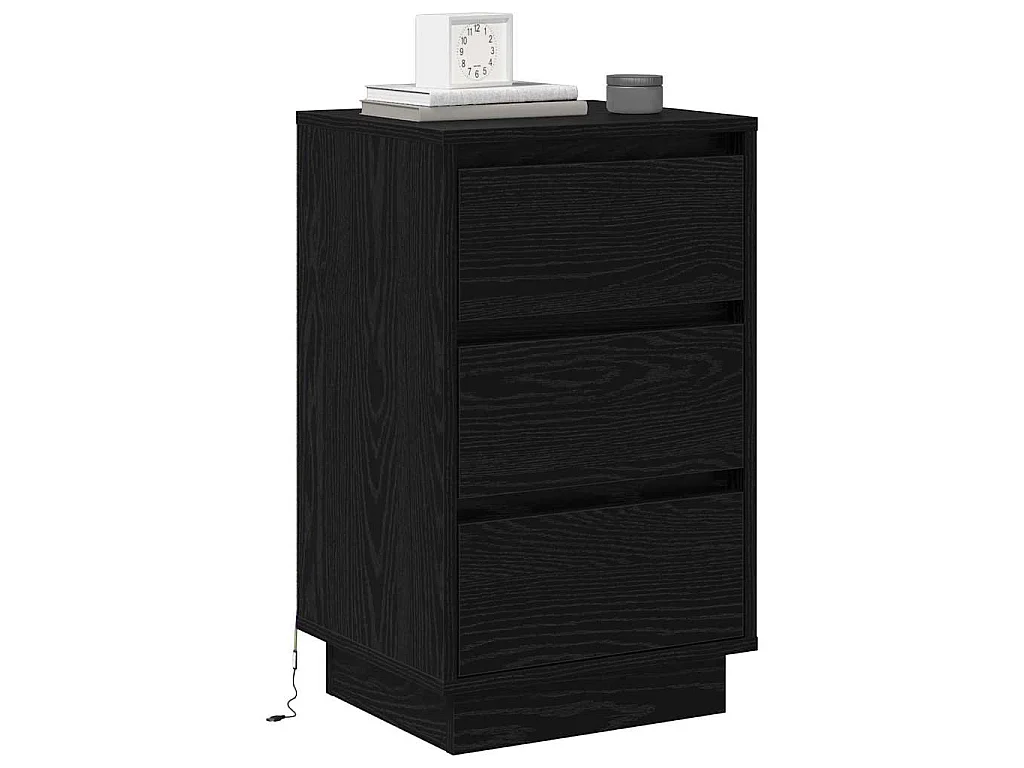 Armario de Noche Negro 39 x 34.5 x 65 cm Madera contrachapada
