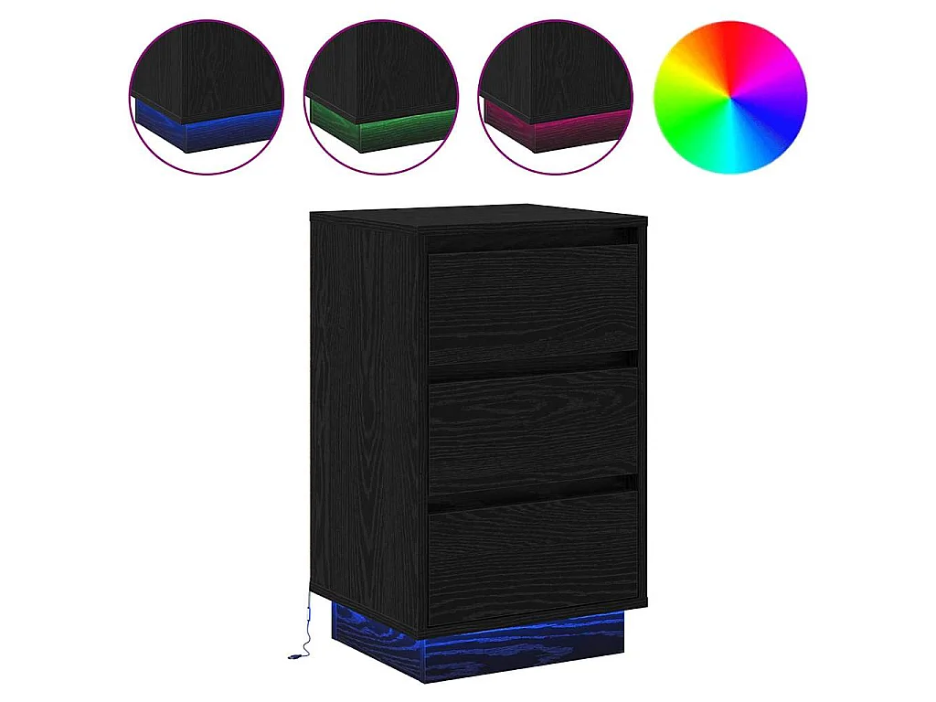 Armario de Noche Negro 39 x 34.5 x 65 cm Madera contrachapada