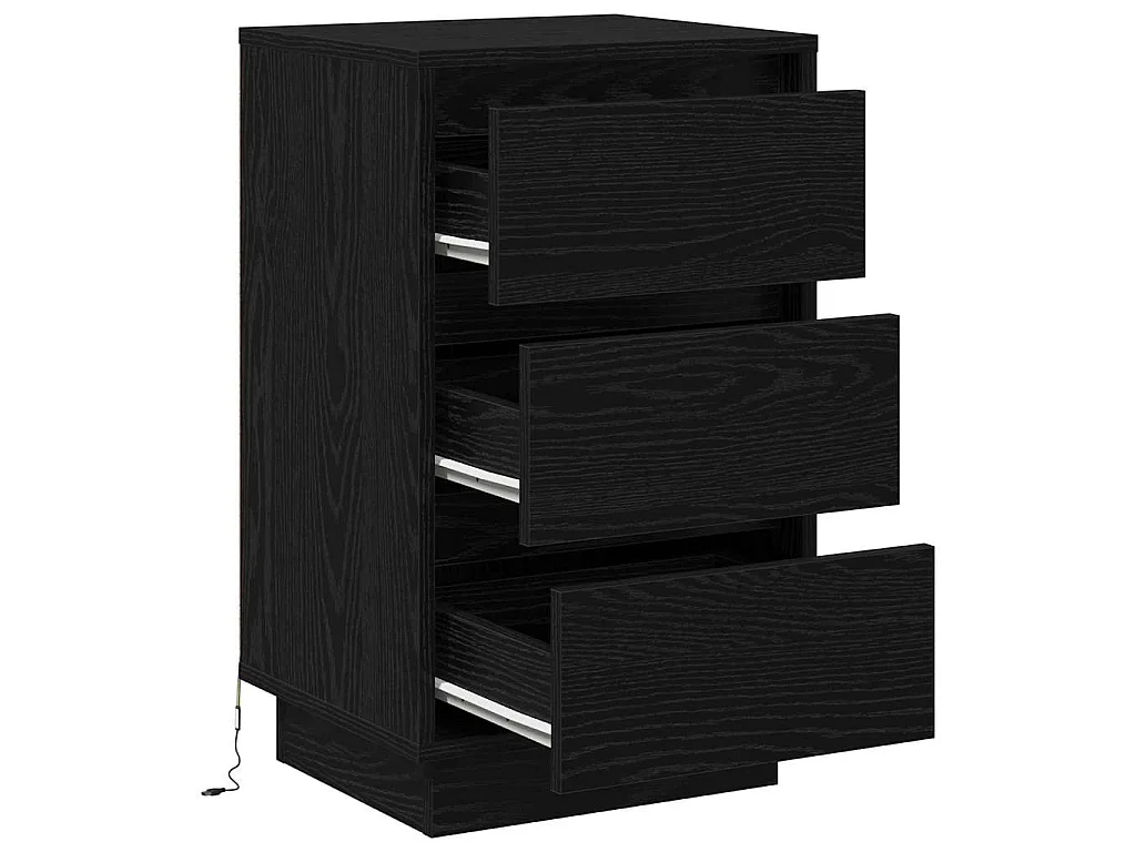 Armario de Noche Negro 39 x 34.5 x 65 cm Madera contrachapada