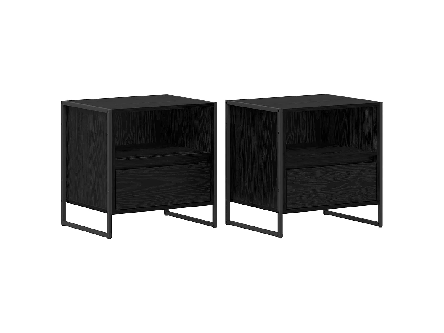 Mesa de Noche con cajón 2 piezas Roble Negro 50 x 39,5 x 50 cm