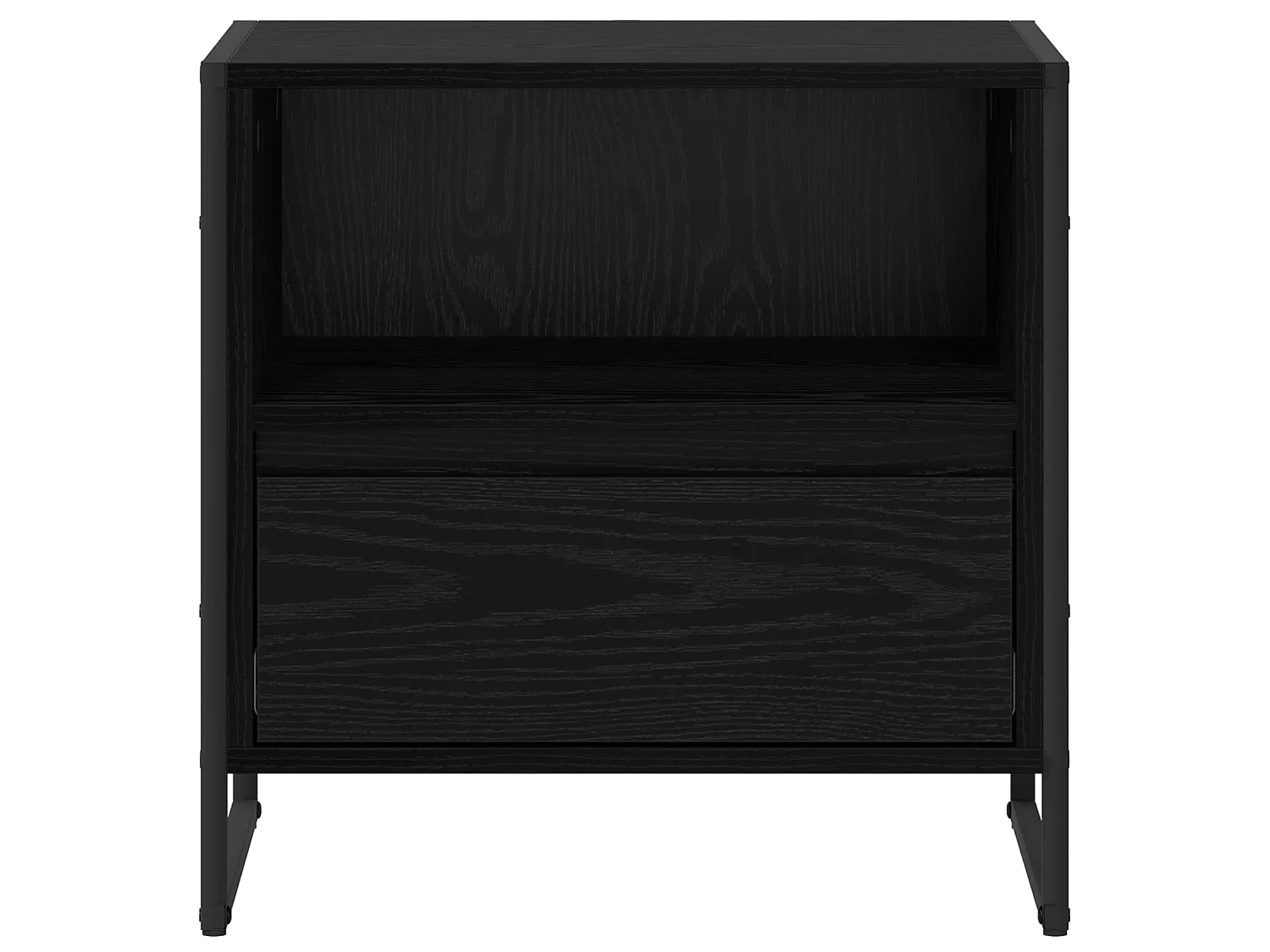 Mesa de Noche con cajón 2 piezas Roble Negro 50 x 39,5 x 50 cm