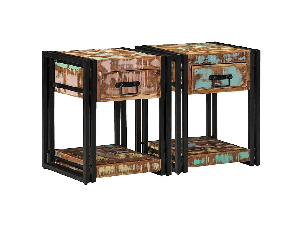 Table de chevet avec tiroir 2 pièces Multicolore 40 x 40 x 50 cm