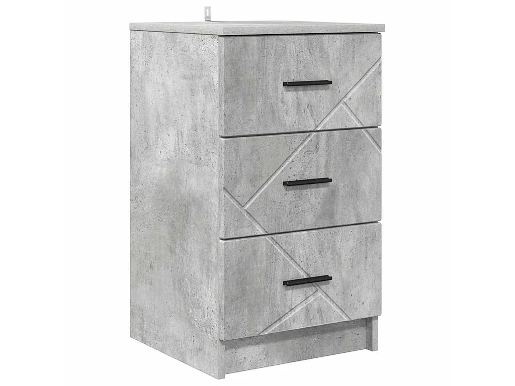 Armario de Noche con cajón Gris hormigón 38 x 38 x 66 cm