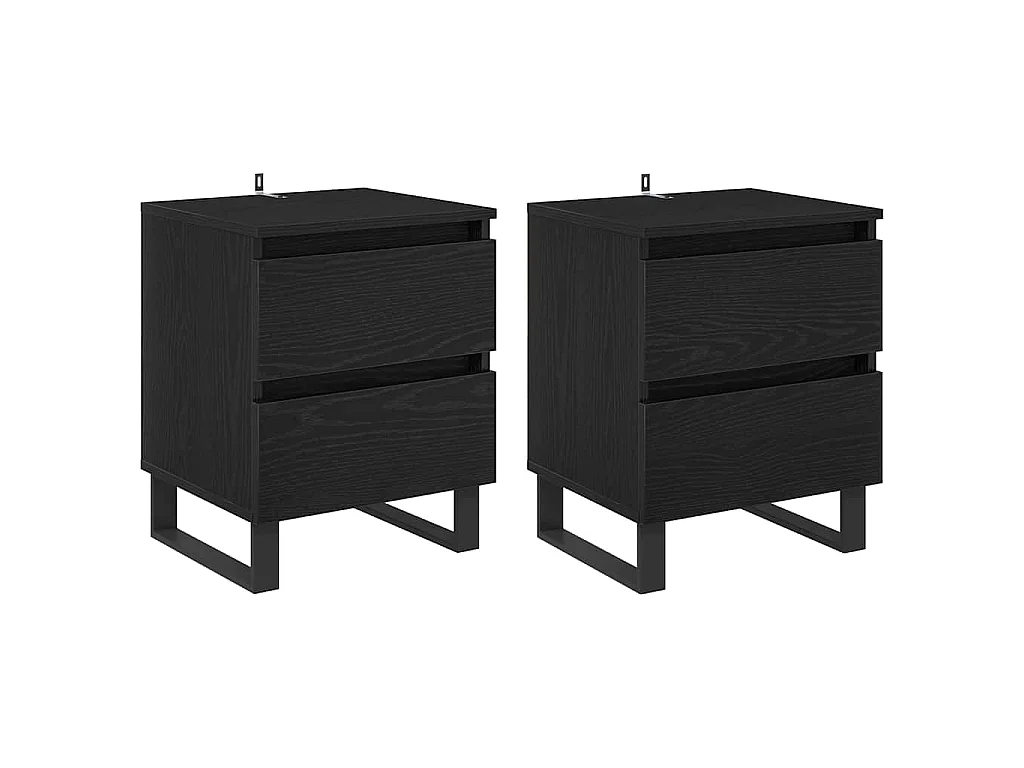 Armario de Noche con cajón 2 piezas Roble negro 40 x 35 x 50 cm