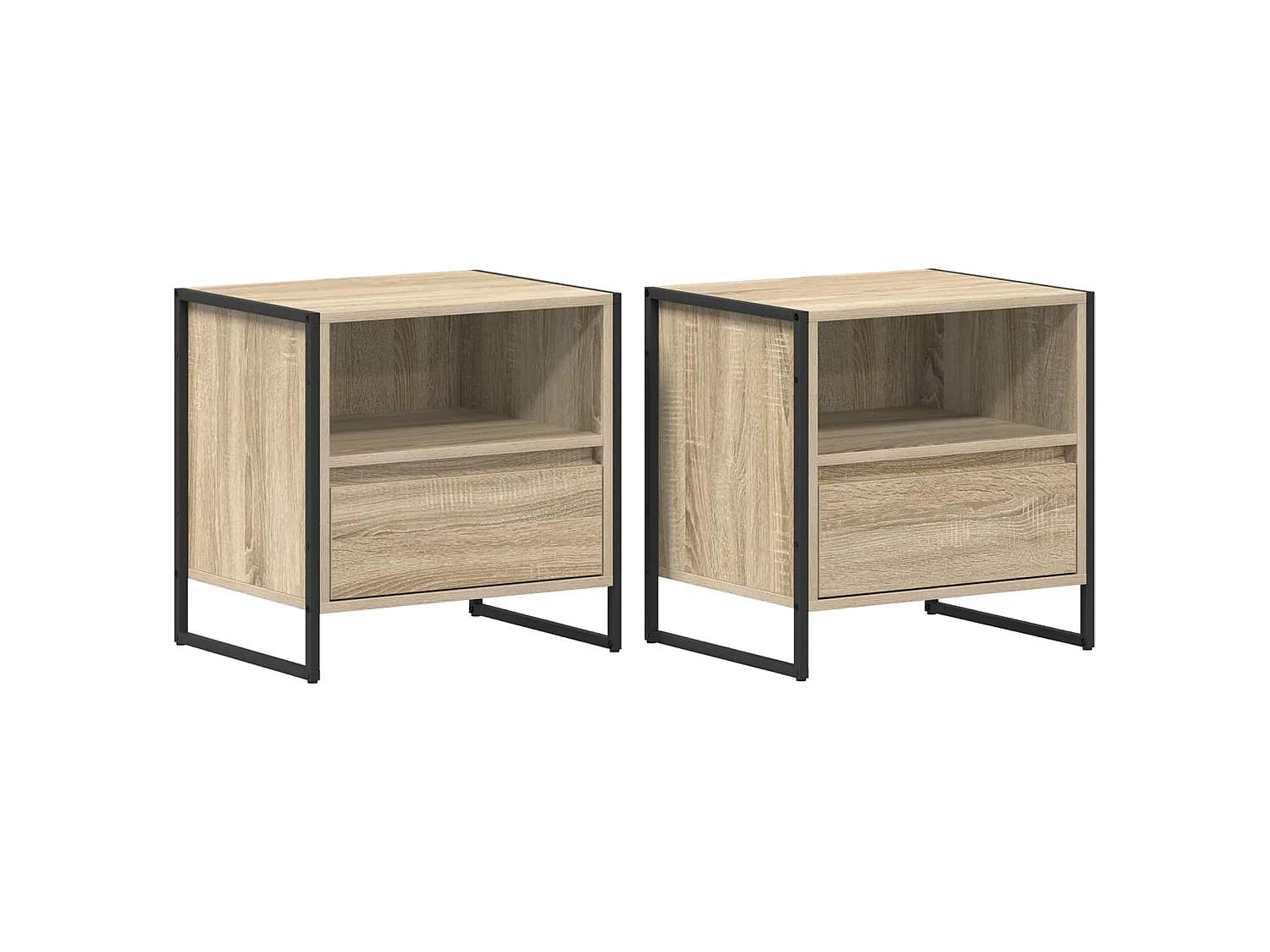 Mesa de Noche con cajón 2 piezas Sonoma 50 x 39,5 x 50 cm