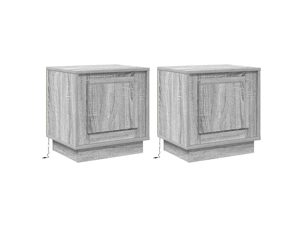 Armario de Noche con 2 piezas Gris 44 x 34.5 x 45 cm