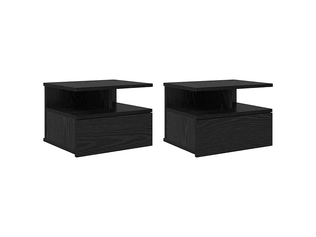 Mesita Flotante con cajón 2 piezas Roble negro 40 x 31 x 27 cm