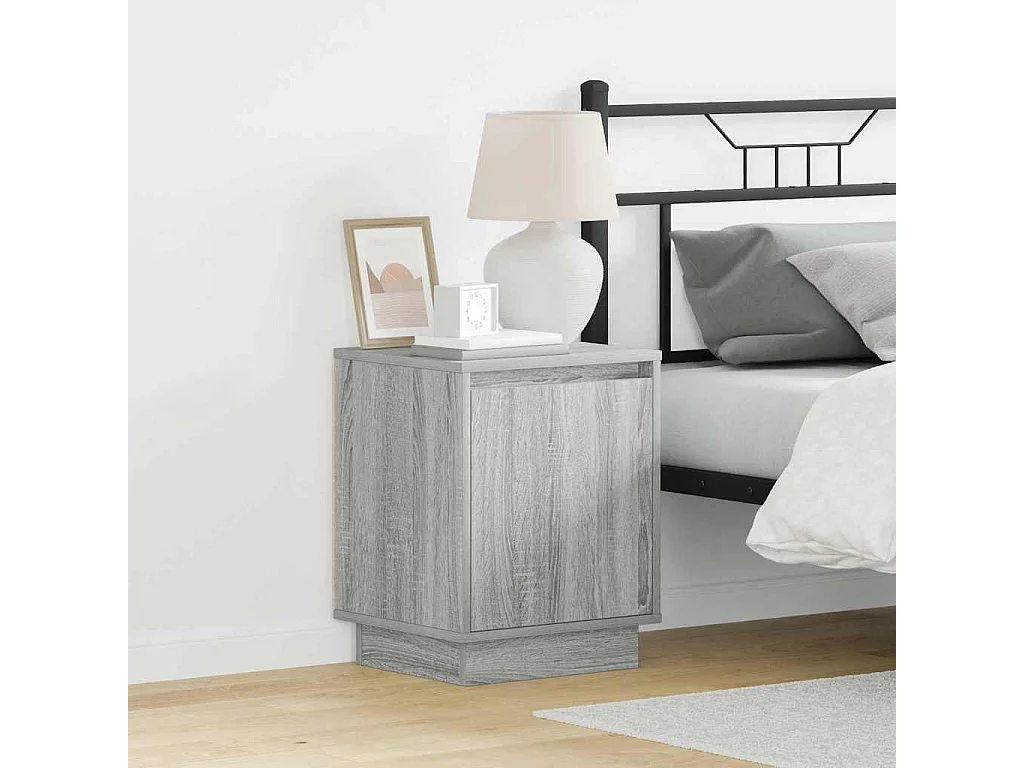 Armario de Noche Gris 39 x 34.5 x 50 cm Madera contrachapada