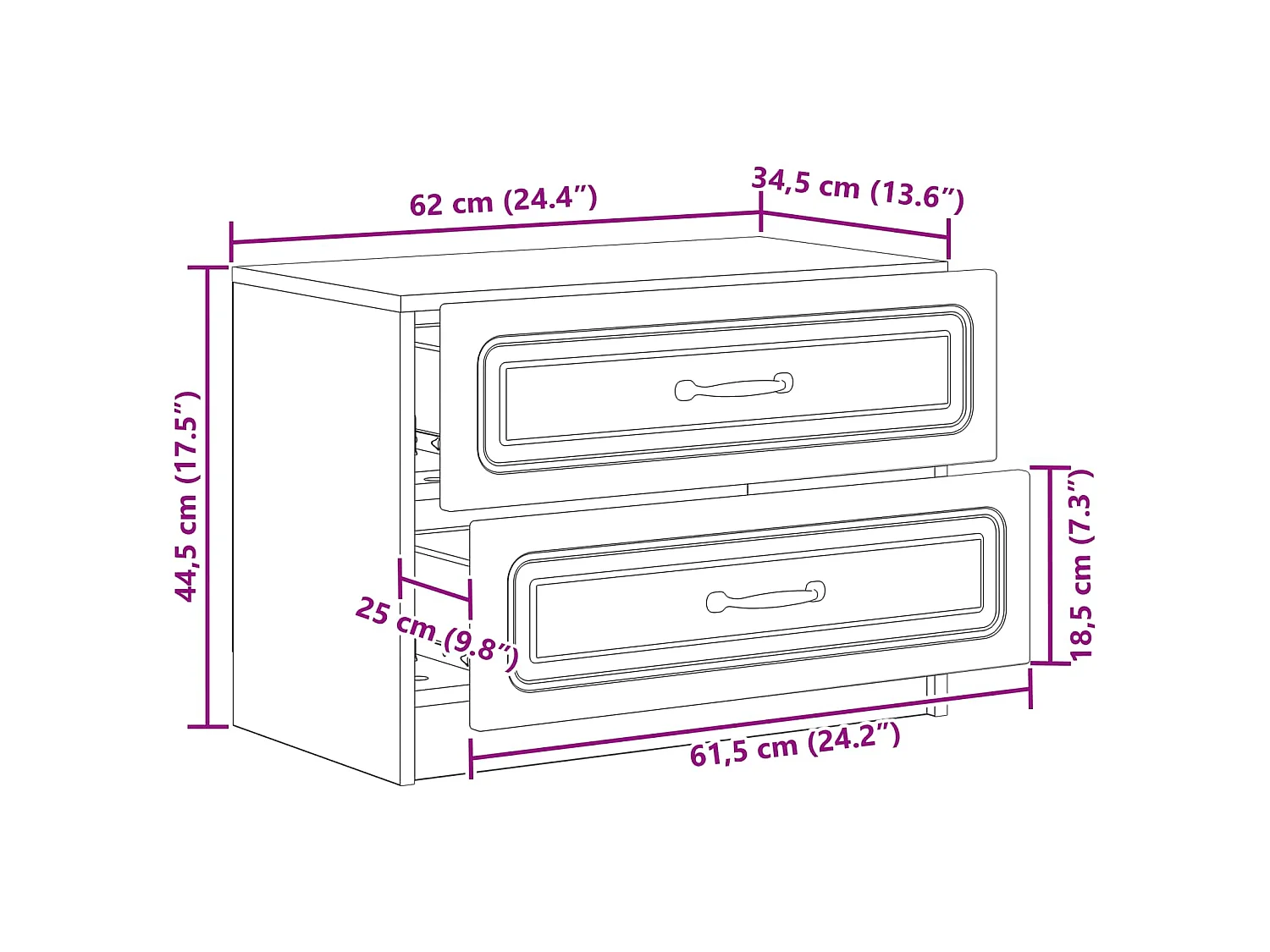 Table de chevet Blanc brillant 62 x 34,5 x 44,5 cm