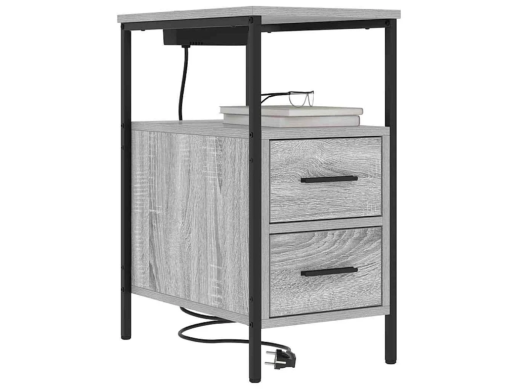 Mesa de Noche Gris sonoma 30 x 48 x 61 cm Madera contrachapada