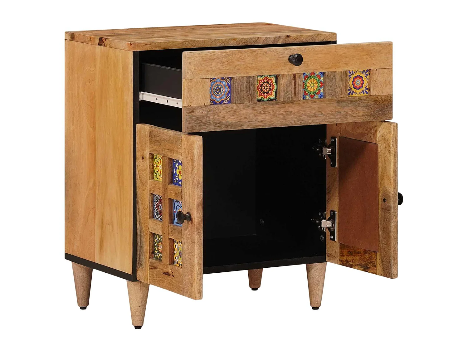 Armario de Noche Natural 50 x 33 x 60 cm Madera de mango maciza