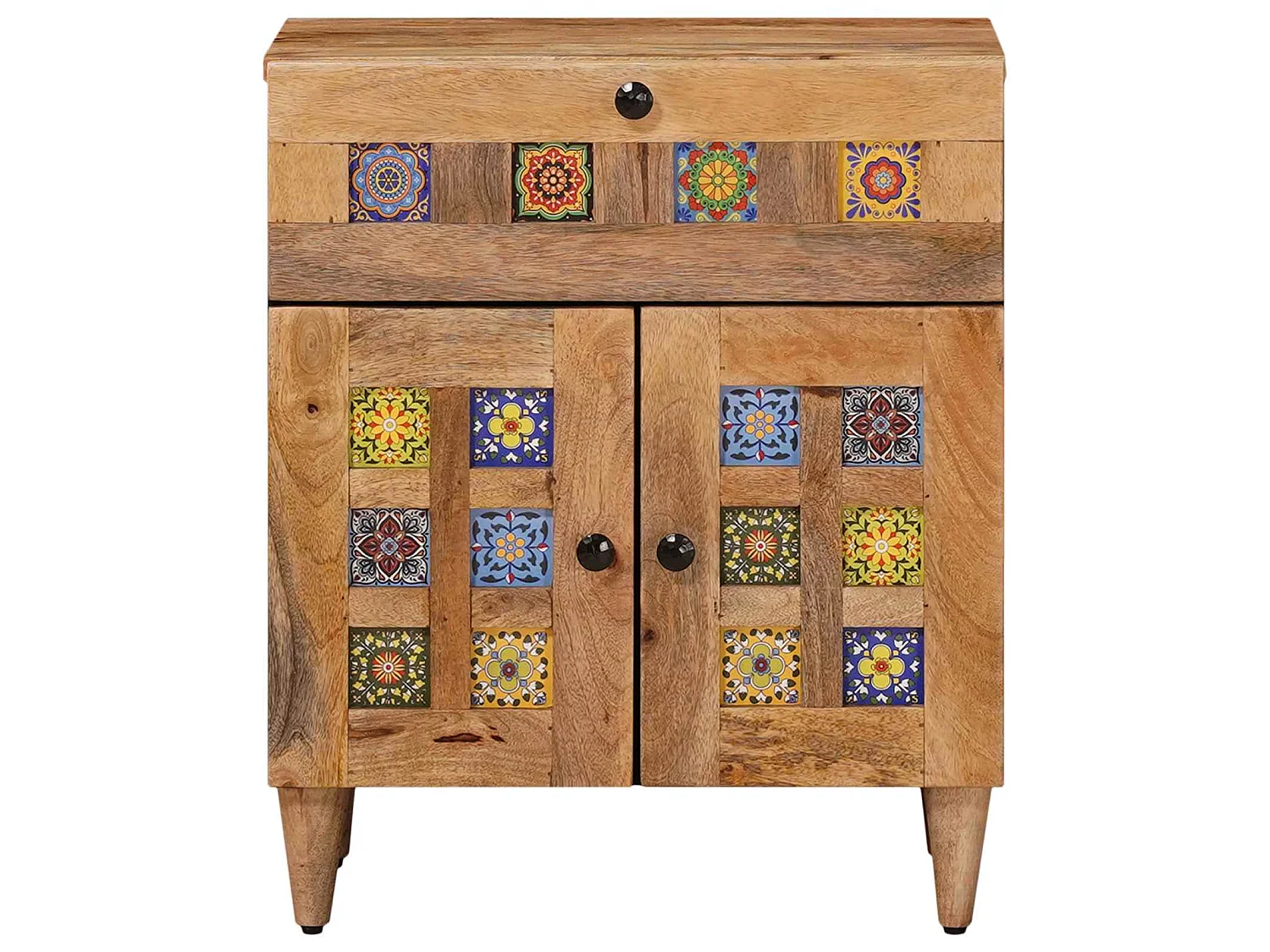 Armario de Noche Natural 50 x 33 x 60 cm Madera de mango maciza