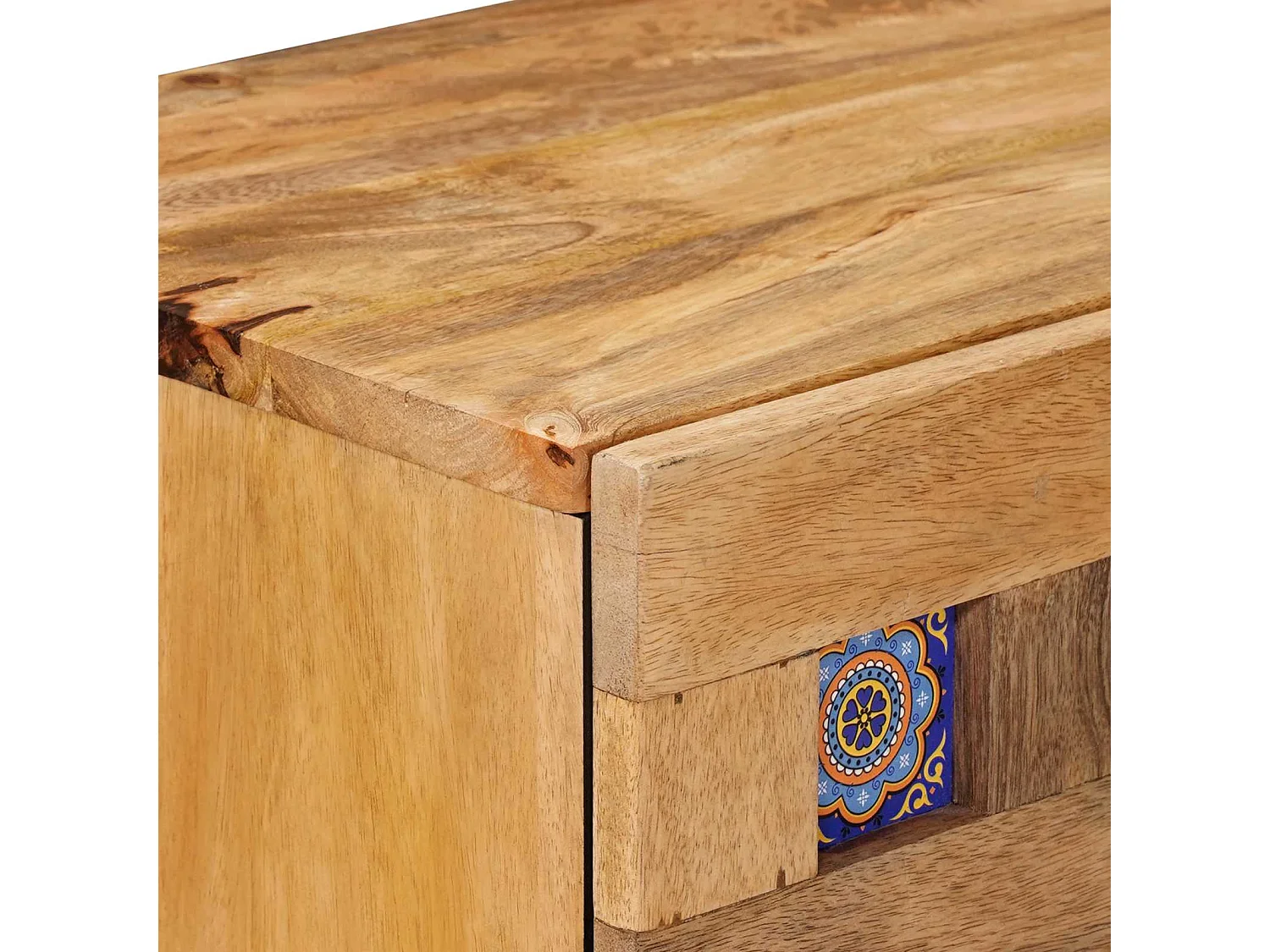 Armario de Noche Natural 50 x 33 x 60 cm Madera de mango maciza