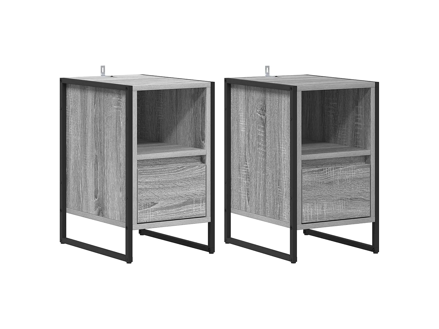 Mesa de Noche con cajón 2 piezas Gris Sonoma 39,5 x 30 x 50 cm