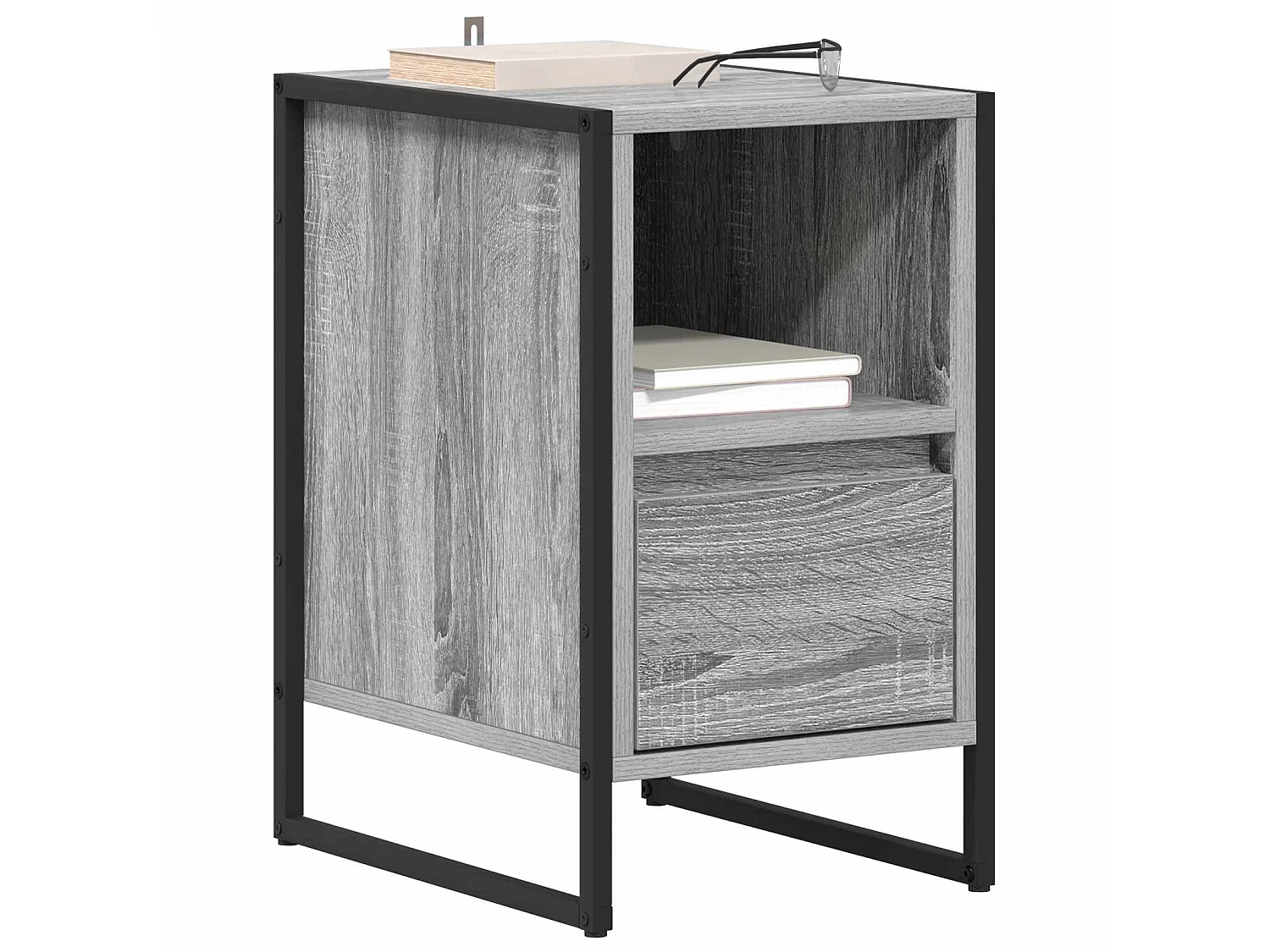 Mesa de Noche con cajón 2 piezas Gris Sonoma 39,5 x 30 x 50 cm
