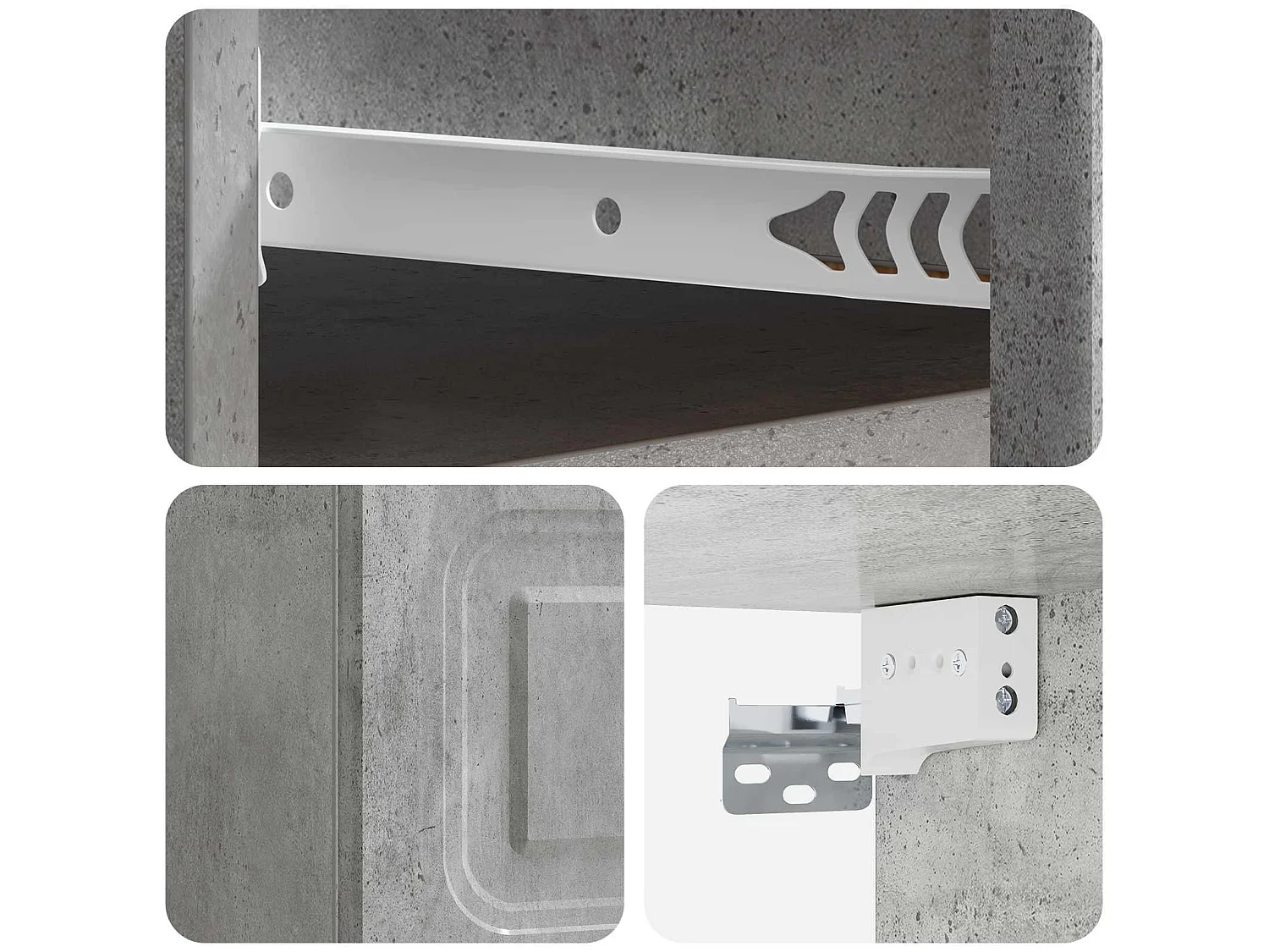Table de chevet mural Gris béton 34,5 x 33 x 20 cm