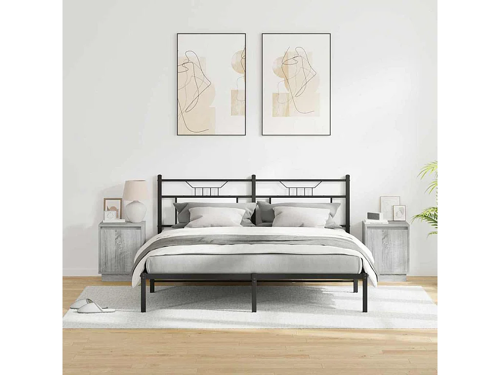 Armario de Noche con 2 piezas Gris 39 x 34.5 x 50 cm
