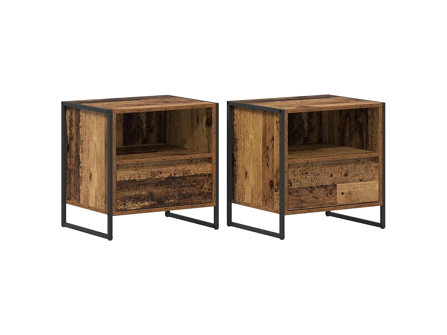 Mesa de Noche con cajón 2 piezas Madera Vieja 50 x 39,5 x 50 cm