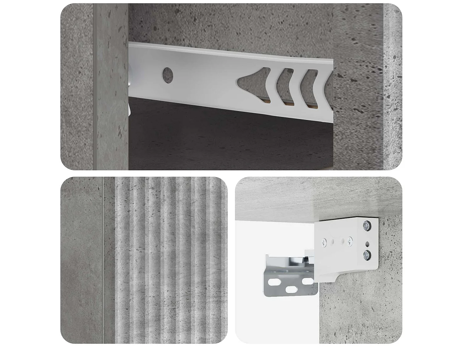 Table de chevet mural Gris béton 33 x 34,5 x 20 cm