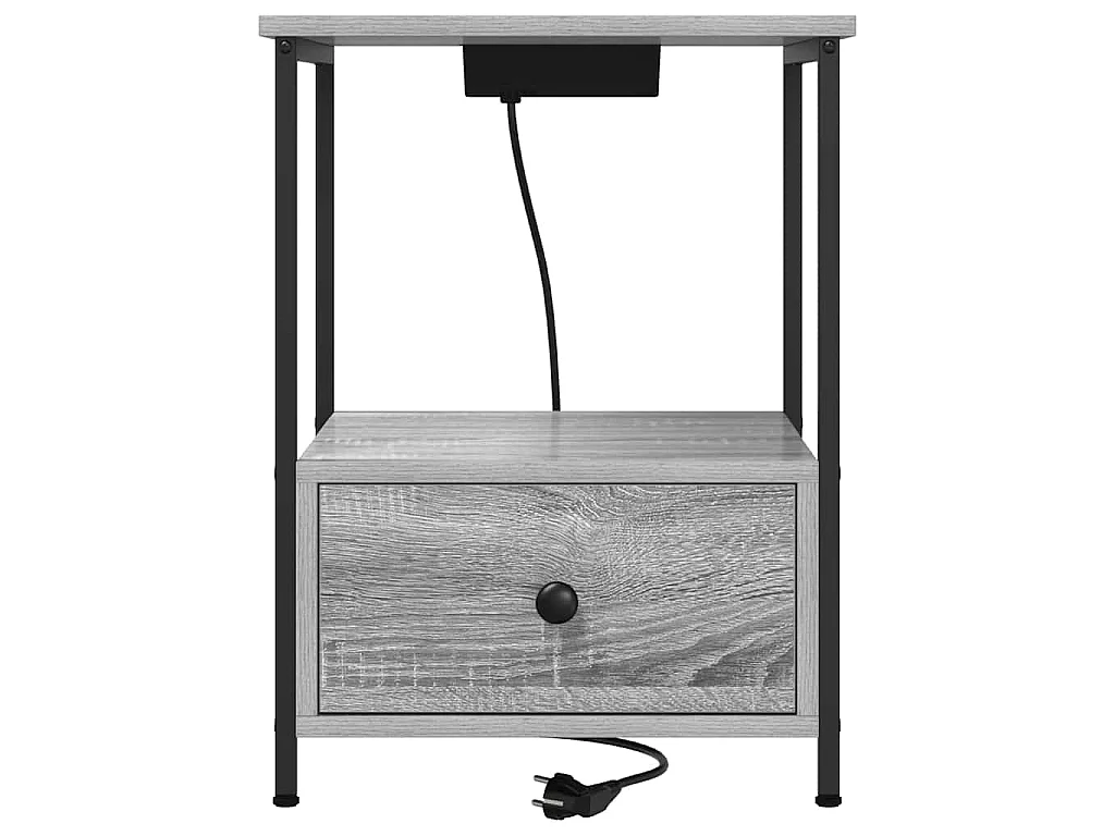 Cabinete de Noche con Estación de Carga con cajón Gris sonoma