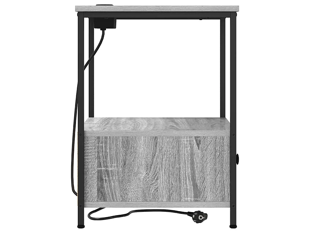 Cabinete de Noche con Estación de Carga con cajón Gris sonoma