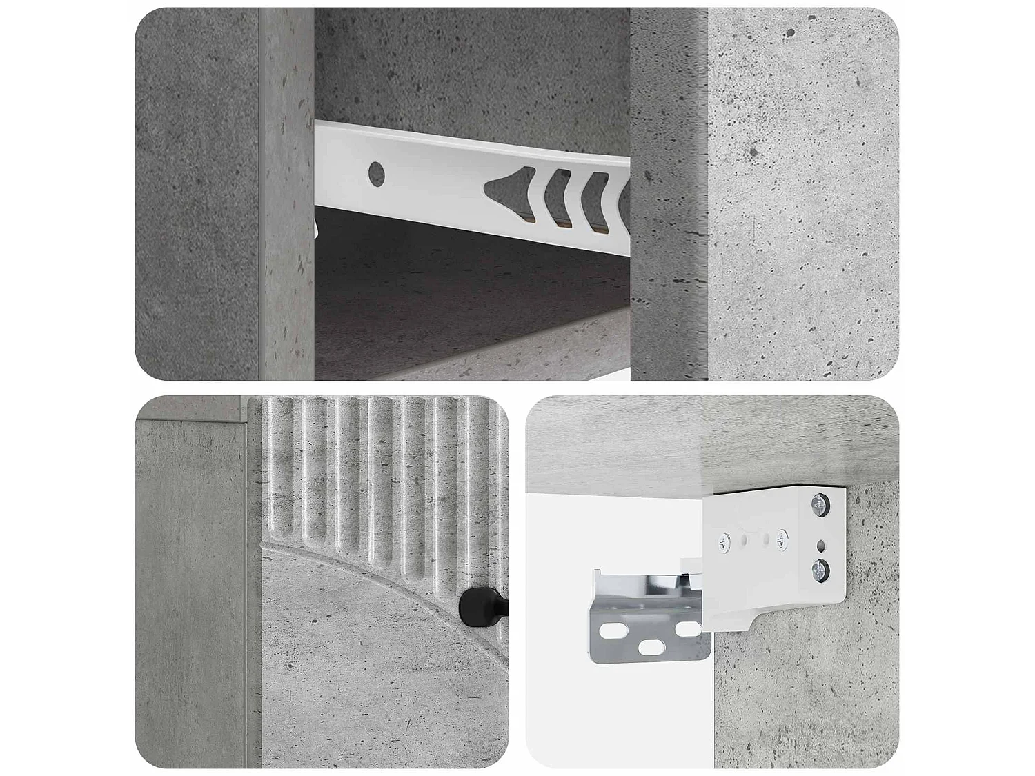 Table de chevet mural Gris béton 34,5 x 33 x 20 cm