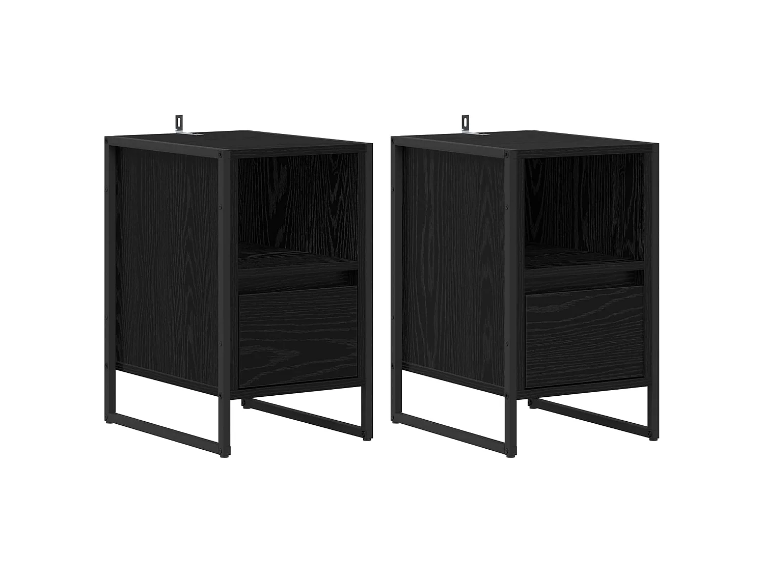 Mesa de Noche con cajón 2 piezas Roble Negro 39,5 x 30 x 50 cm